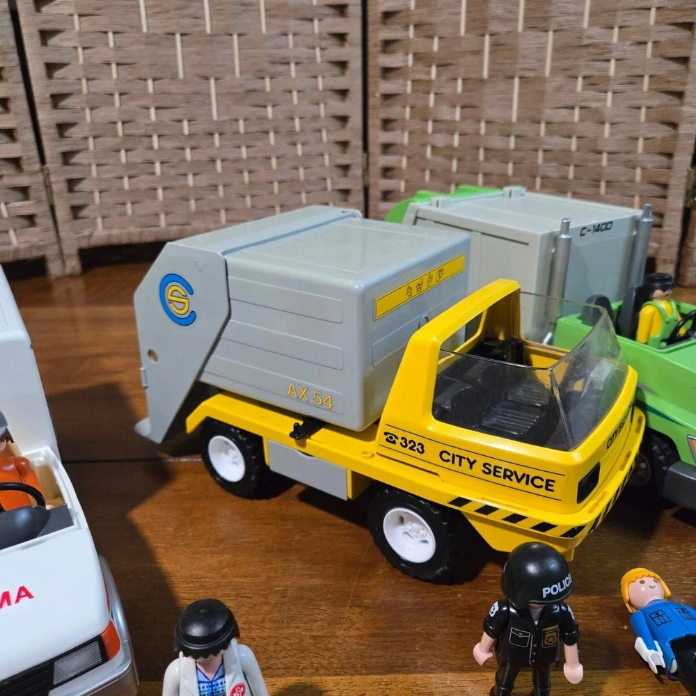Playmobil City Action Vehicle Lot Fire Truck Ambulance Garbage Truck DeLorean